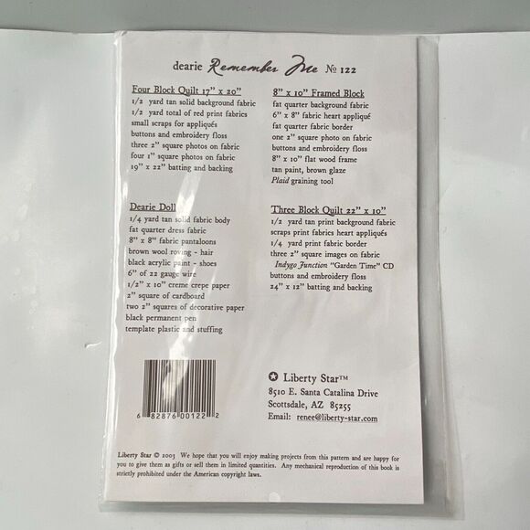 Liberty Star LIB122 Pattern Dearie Remember Me 22 x 10 Wall Hangings Folkart - Picture 4 of 7